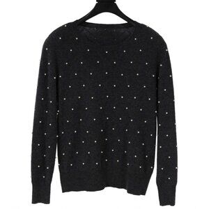 Neiman Marcus Cashmere Womens Pearl Embellished Sweater Size Medium Long Sleeve